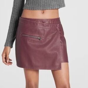 Burgundy Faux Leather Mini Skirt from Wild Fable